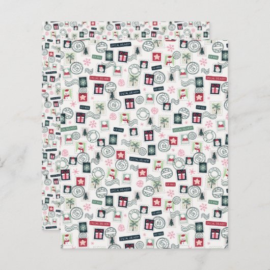 クリスマスメール切手スクラップブック紙 (正面/裏面)