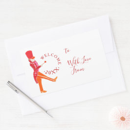 クリスマスモダンおもしろいのくるみ割りドラム 長方形シール