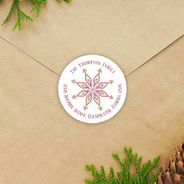 クリスマスモダンかわいい差出人住所雪 ラウンドシール