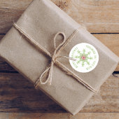 クリスマスモダンかわいい赤い緑の雪カラフル片 ラウンドシール