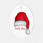 クリスマスモダンかわいい赤サンタハットお洒落 メタルオーナメント (正面左)