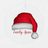クリスマスモダンかわいい赤サンタハットお洒落 メタルオーナメント (正面)