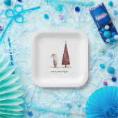 クリスマスモダンとメリー明るい冬 ペーパープレート (パーティー)