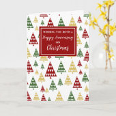 クリスマスモダンに木々が幸せな記念日 カード (黄色い花)