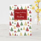 クリスマスモダンに木々のハッピーバースデー カード (黄色い花)