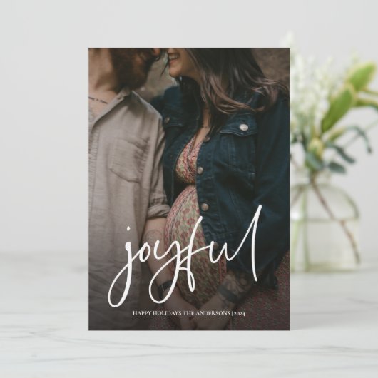 クリスマスモダンに楽しくて手書きの脚本の写真 シーズンカード (スタンド正面)