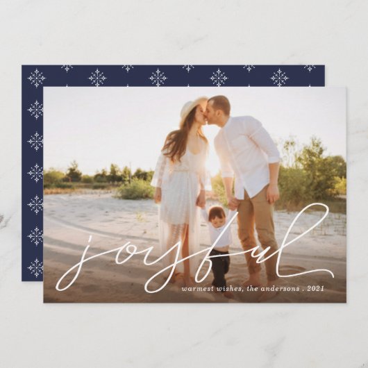 クリスマスモダンに楽しくて手書きの脚本の写真 シーズンカード (正面/裏面)