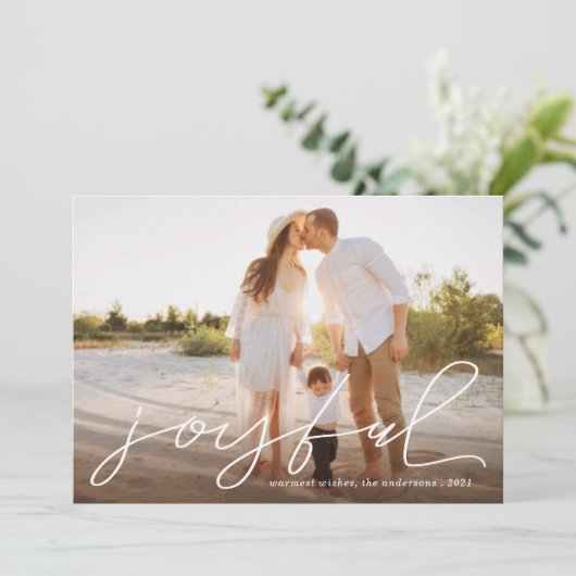 クリスマスモダンに楽しくて手書きの脚本の写真 シーズンカード (スタンド正面)