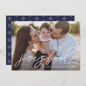 クリスマスモダンに楽しくて手書きの脚本の写真 シーズンカード (正面/裏面)