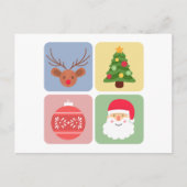 クリスマスモダンのアイコンの休日の挨拶はがき ポストカード (正面)