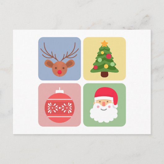 クリスマスモダンのアイコンの休日の挨拶はがき ポストカード (正面)