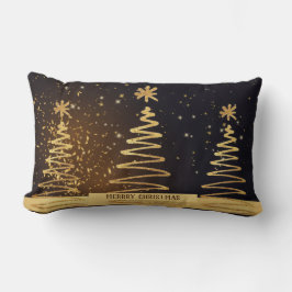 クリスマスモダンのエレガント高級な木の黒と金ゴールド ランバークッション