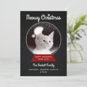 クリスマスモダンのスノーグローブ |ペットの休日の写真 シーズンカード (スタンド正面)