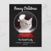 クリスマスモダンのスノーグローブ |ペットの休日の写真 案内ポストカード (正面)