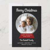 クリスマスモダンのスノーグローブ |家族写真の休日 シーズンカード (正面)