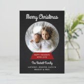 クリスマスモダンのスノーグローブ |家族写真の休日 シーズンカード (スタンド正面)