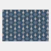 クリスマスモダンのスノーフレーク及び木柄 ラッピングペーパーシート (正面2)