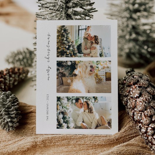 クリスマスモダンのフォトファミリーホリデーカード 招待状
