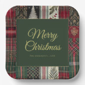 クリスマスモダンのプ素朴ライドパターン ペーパープレート (正面)