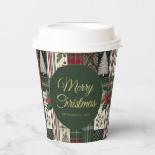 クリスマスモダンのプ素朴ライドパターン 紙コップ (正面)