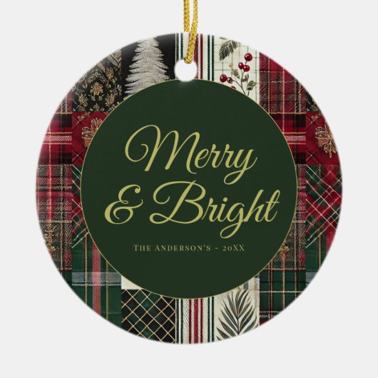 クリスマスモダンのプ素朴ライド セラミックオーナメント (正面)