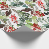 クリスマスモダンのホリーパターン ラッピングペーパー (角)
