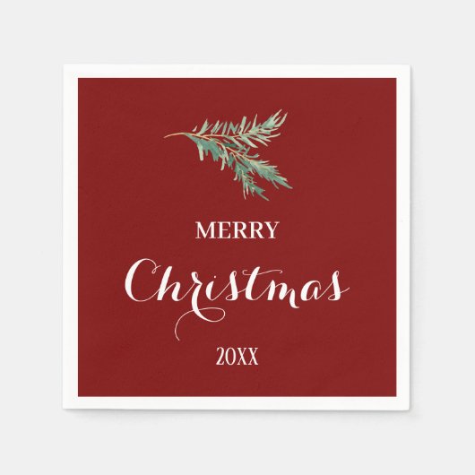クリスマスモダンのモミの木の枝 スタンダードカクテルナプキン (正面)