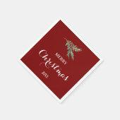 クリスマスモダンのモミの木の枝 スタンダードカクテルナプキン (角)