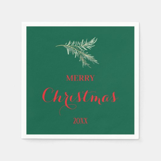 クリスマスモダンのモミの木の枝 スタンダードカクテルナプキン (正面)