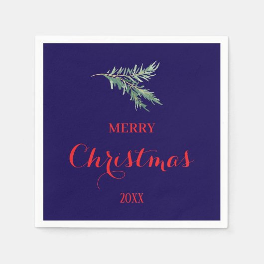 クリスマスモダンのモミの木の枝 スタンダードカクテルナプキン (正面)