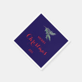 クリスマスモダンのモミの木の枝 スタンダードカクテルナプキン (角)