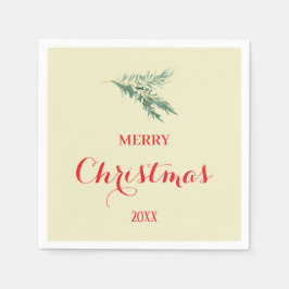 クリスマスモダンのモミの木の枝 スタンダードカクテルナプキン