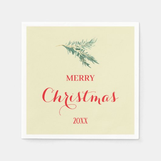 クリスマスモダンのモミの木の枝 スタンダードカクテルナプキン (正面)