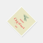 クリスマスモダンのモミの木の枝 スタンダードカクテルナプキン (角)