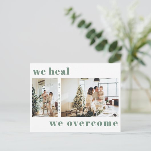 クリスマスモダンの休日の写真を乗り越えて癒す ポストカード (スタンド正面)