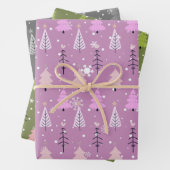 クリスマスモダンの木と雪の結晶クリスマス ラッピングペーパーシート (インサイチュ)