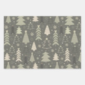 クリスマスモダンの木と雪の結晶クリスマス ラッピングペーパーシート (正面3)