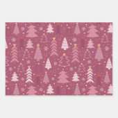 クリスマスモダンの木と雪の結晶クリスマス ラッピングペーパーシート (正面)