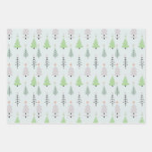 クリスマスモダンの木と雪の結晶クリスマス ラッピングペーパーシート (正面3)