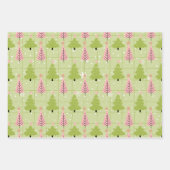 クリスマスモダンの木と雪の結晶クリスマス ラッピングペーパーシート (正面2)