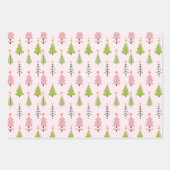 クリスマスモダンの木と雪の結晶クリスマス ラッピングペーパーシート (正面)