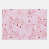 クリスマスモダンの木と雪の結晶クリスマス ラッピングペーパーシート (正面2)