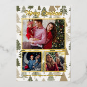 クリスマスモダンの木のコラージュ 箔シーズンカード (正面)