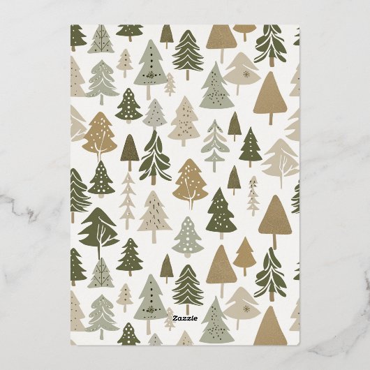 クリスマスモダンの木のコラージュ 箔シーズンカード (裏面)