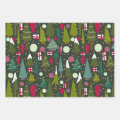 クリスマスモダンの木のサ数々のイズ ラッピングペーパーシート (正面)