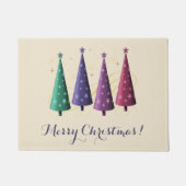 クリスマスモダンの木の形 ドアマット (正面)