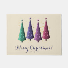 クリスマスモダンの木の形 ドアマット