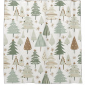 クリスマスモダンの木の茶色のパターン シャワーカーテン (正面)