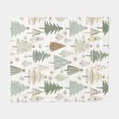 クリスマスモダンの木の茶色のパターン フリースブランケット (正面(横))