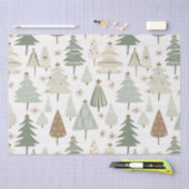 クリスマスモダンの木の茶色のパターン 薄葉紙 (クラフト)